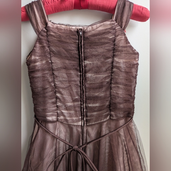 Whimsical US Angels Brown Tulle Dress with Floral Accents Girls Size 12 - Picture 5 of 13